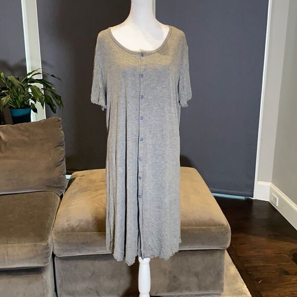 Women’s Soft Sleep Dress Gray with Button Front Size XXL NWT - Picture 2 of 7